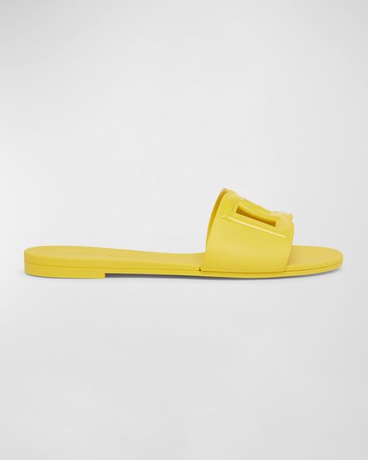 Dolce & Gabbana Yellow Cut-Out Dg Rubber Sandals