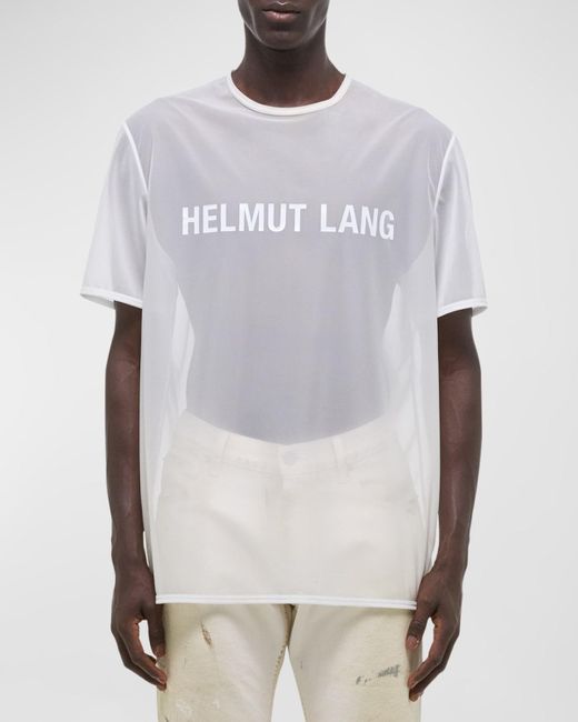 Helmut Lang White Sheer Logo T-Shirt for men