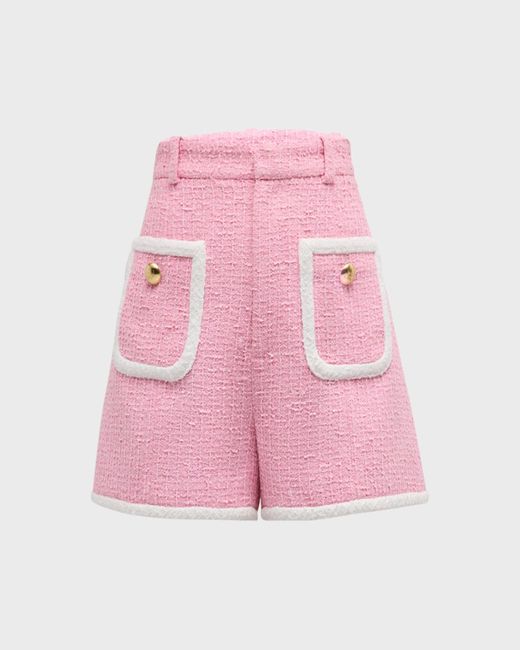 Cinq À Sept Pink Auden Contrast Boucle Shorts