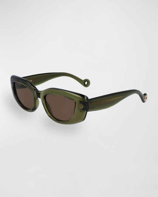 Lanvin Green Daisy Chunky Rectangle Sunglasses