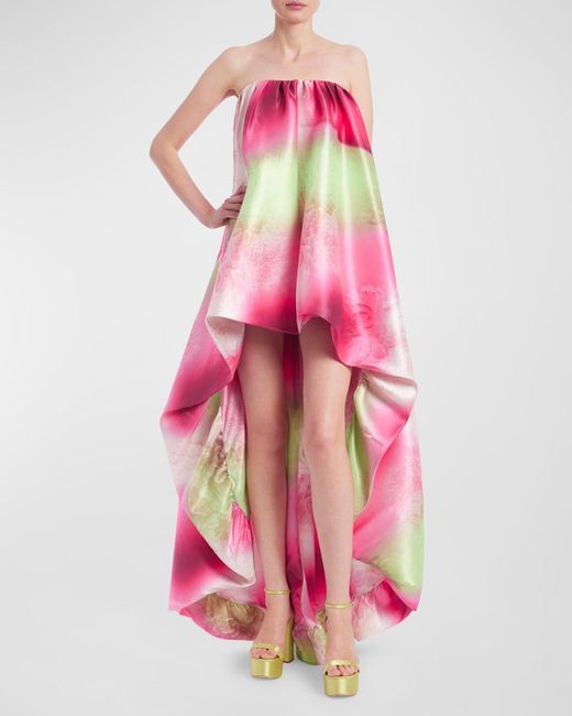 ONE33 SOCIAL Pink Strapless High-Low Ombre Gown