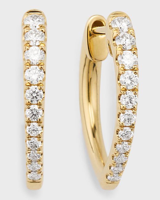 Memoire Metallic 18k Yellow Gold Diamond Imperial Hoop Earrings
