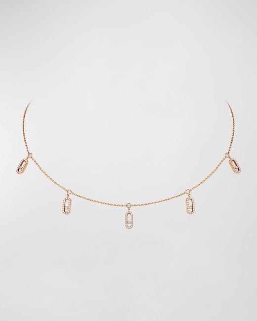 Messika White Move Uno 18k Rose Gold Tassel Pave Choker Necklace