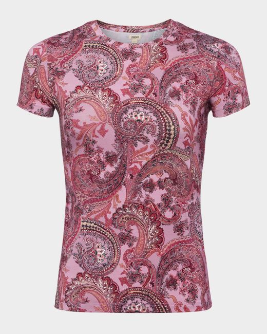 L'Agence Pink Ressi Short-Sleeve Paisley Tee