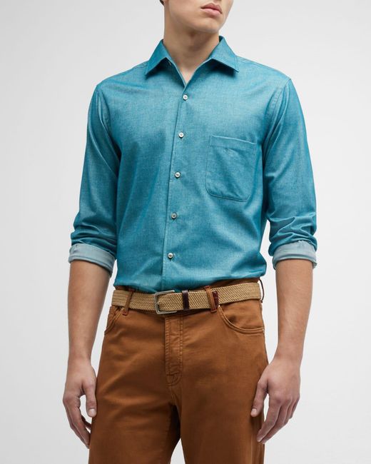 Loro Piana Blue Andre Button-down Shirt for men