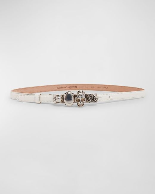 Alexander McQueen Natural The Knuckle Leather Skinny Belt