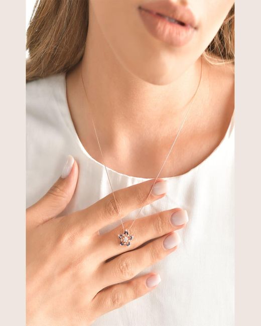 BeeGoddess White Sirius Diamond And Sapphire Pendant Necklace