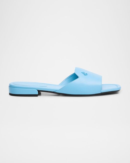 Jimmy Choo Blue Dina Leather Flat Slide Style