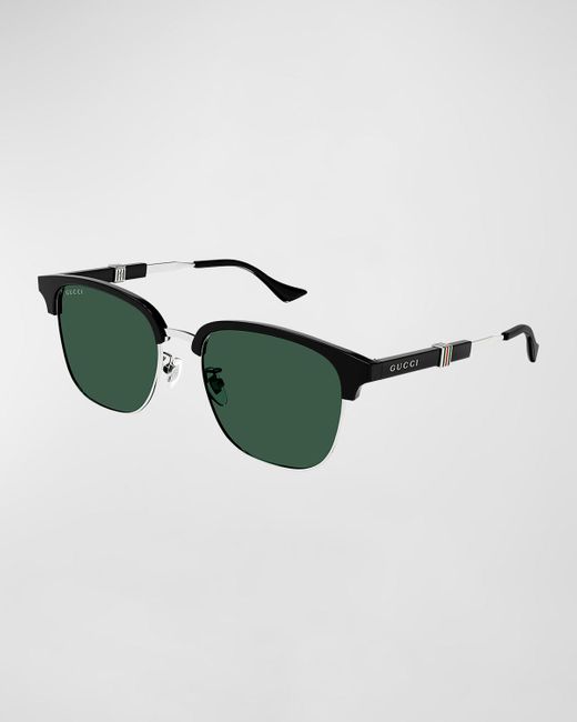 Gucci Green Metal And Acetate Square Sunglasses for men