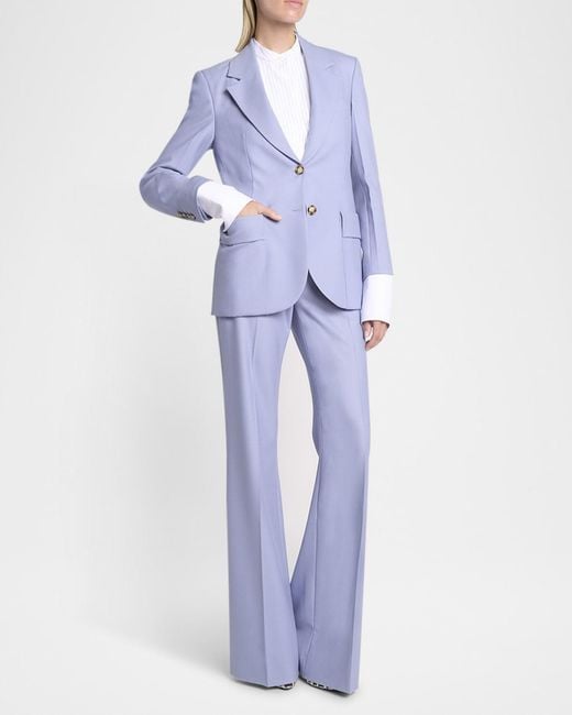 Victoria Beckham Blue Wool Patch Pocket Jacket