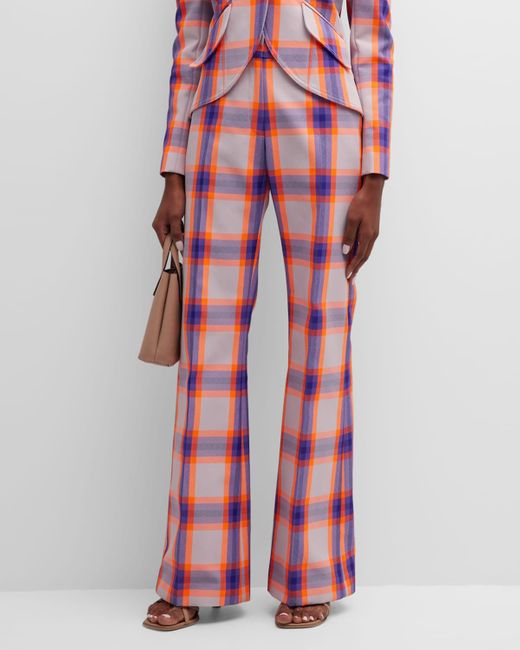 Smythe Red Wide-leg Plaid Trousers