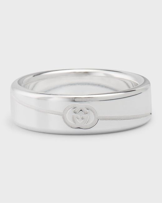 Gucci Gray Tag Ring, 6Mm for men