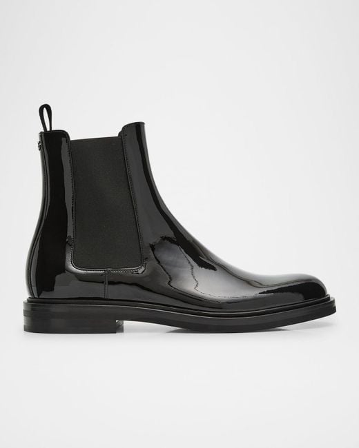 Dolce Gabbana Patent Leather Chelsea Boots in Black for Men Lyst