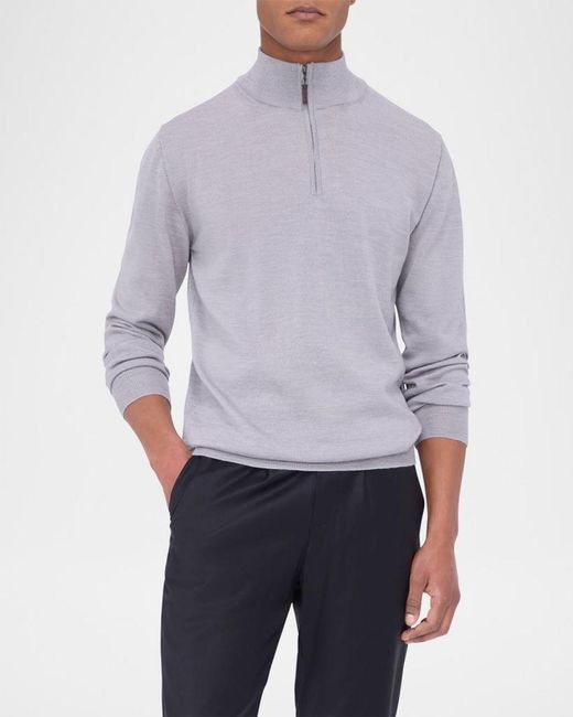 Bugatchi Gray Apos;S Wool Quarter-Zip Sweater for men