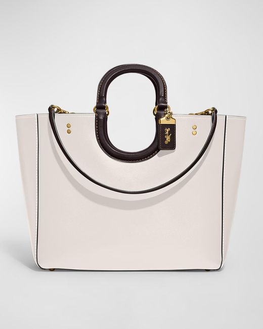 COACH Rae Colorblock Leather Tote Bag in Gray