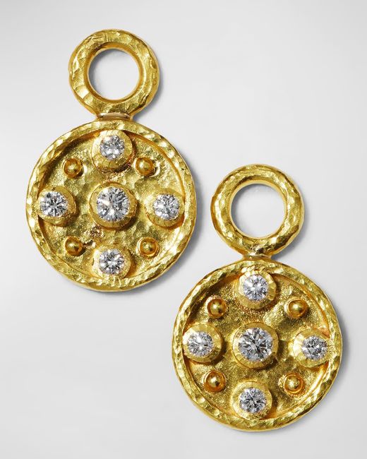 Elizabeth Locke Metallic 19k Gold Diamond Disc Earring Pendants