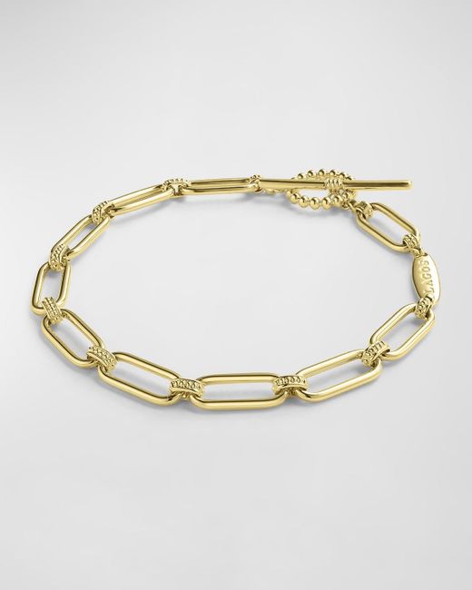 Lagos 18k Gold Signature Caviar Petite Link Bracelet in Metallic Lyst