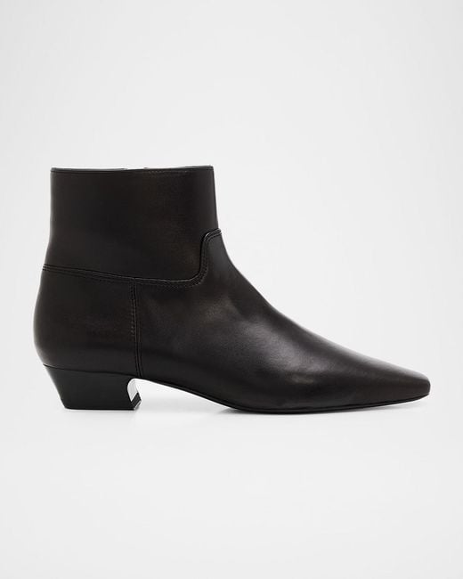 Stuart Weitzman Black Stassi Leather Zip Ankle Boots