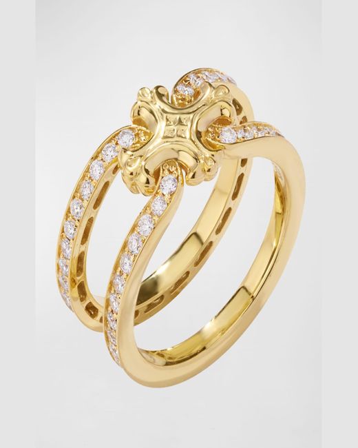 Konstantino Metallic White Diamond Ring, Size 7