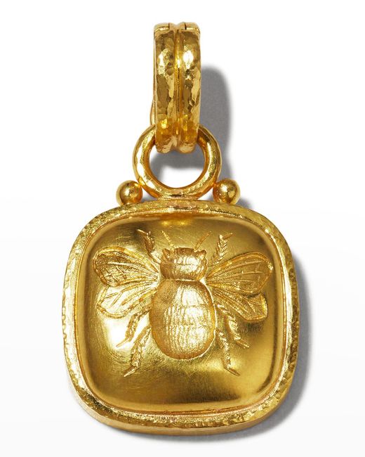 Elizabeth Locke Metallic 19k Cushion Gold Bee Pendant