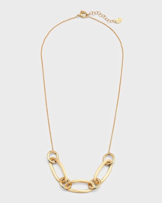 Marco Bicego White 18k Yellow Gold Jaipur Three Oval Link Necklace