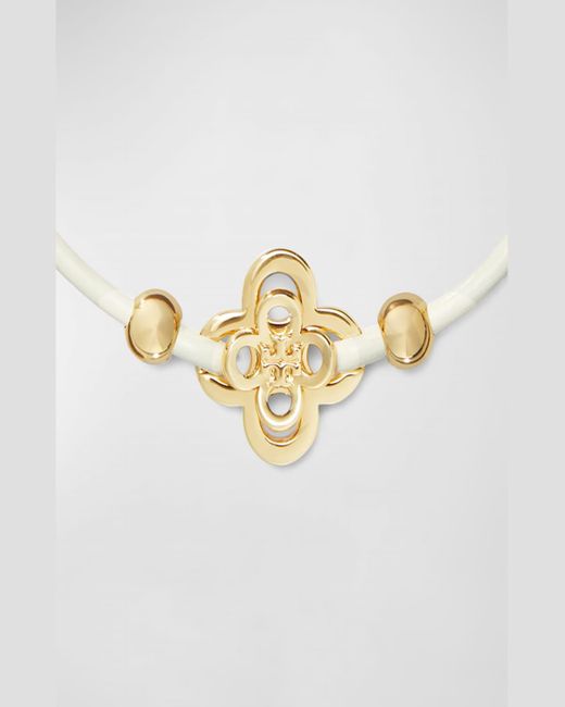 Tory Burch White Kira Clover Slider Bracelet