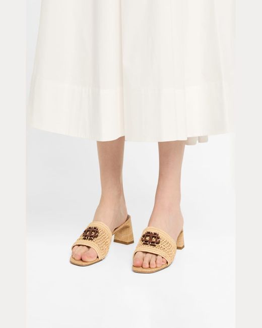Jonathan Simkhai Natural Sydney Raffia Monogram Slide Sandals