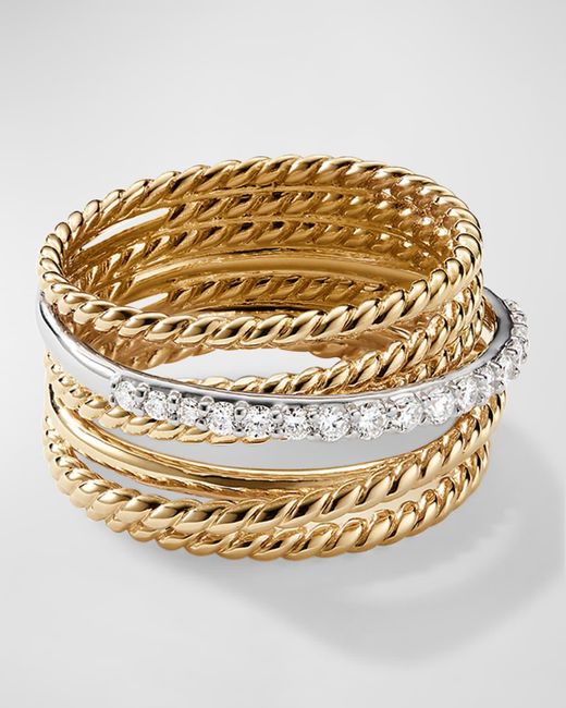 David Yurman Metallic Large Crossover Ring With Diamonds And 18k Gold