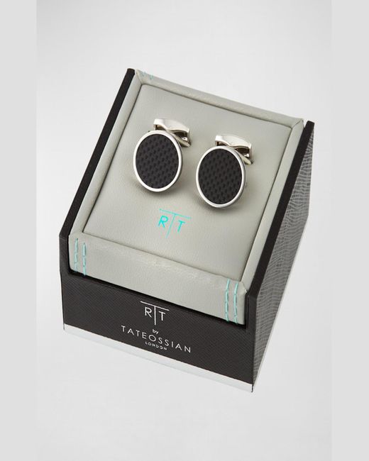 Tateossian Black Silver-plated Carbon Cuff Links for men