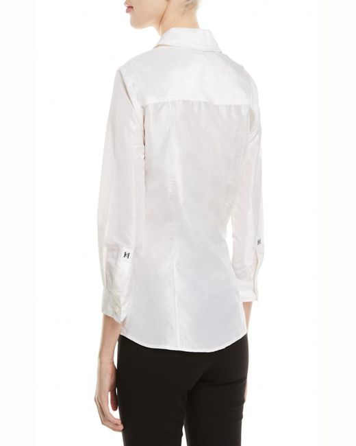 Carolina Herrera White Taffeta Button-Front Shirt