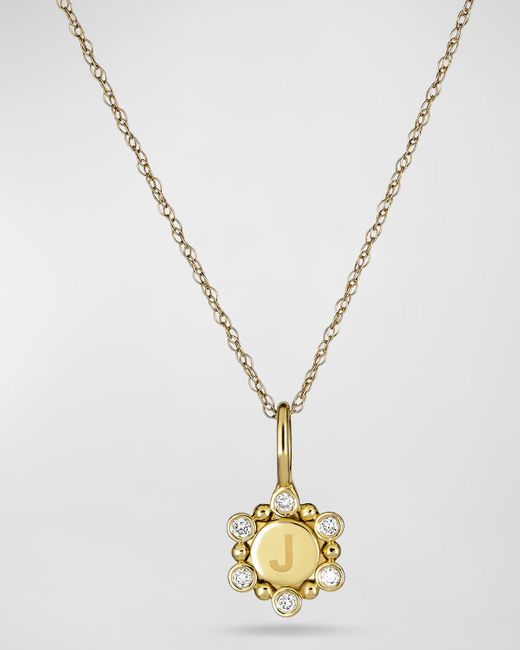 STONE AND STRAND Metallic Diamond Orbit Mini Medallion Initial Necklace