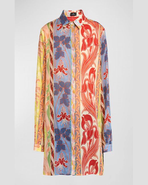 Etro Multicolor Wallpaper Cotton Voile Long-Sleeve Shirt
