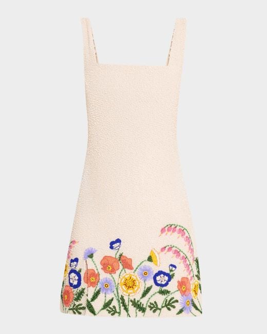 Staud White Le Sable Hand-Beaded Mini Dress