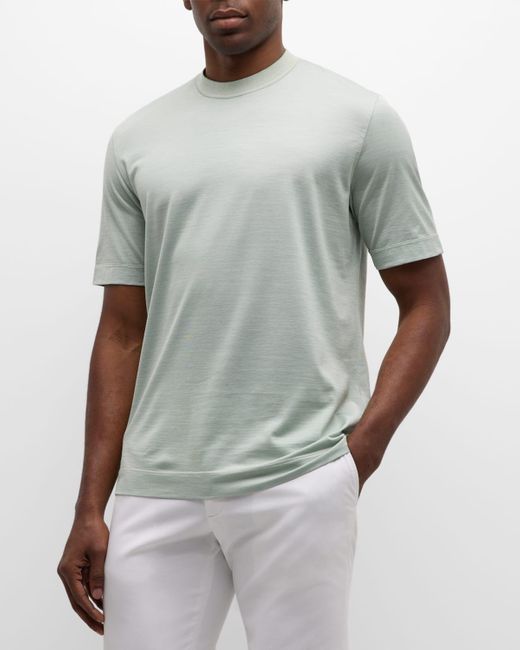 Zegna Gray Silk-cotton Crewneck T-shirt for men