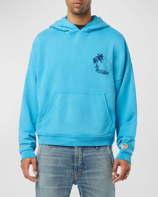 Hudson Blue Cropped Palm Graphic Hoodie for men