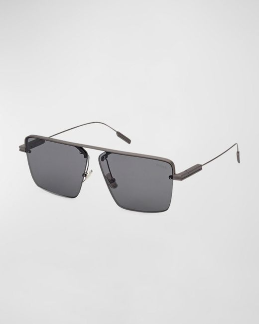 Zegna Metallic Metal Square Sunglasses for men