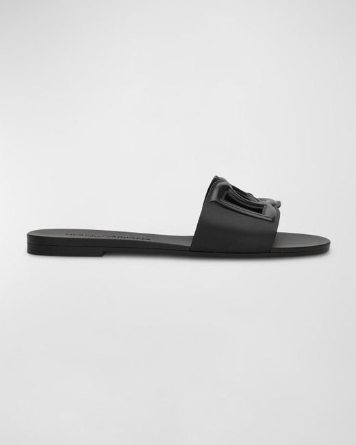 Dolce & Gabbana Black Cut-Out Dg Rubber Sandals