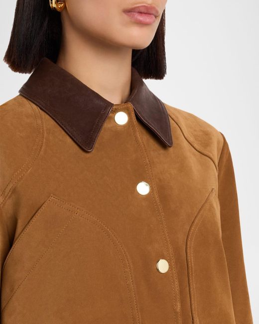 Veronica Beard Brown Walters Cropped Suede Jacket