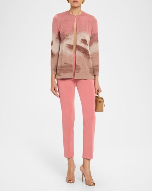 Misook Pink Heritage-Fit Landscape Pattern Knit Jacket