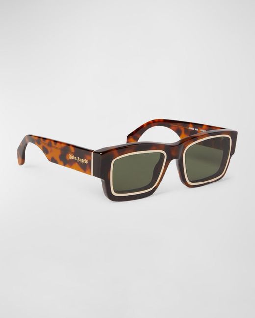 Palm Angels Brown Raymond Acetate Rectangle Sunglasses for men
