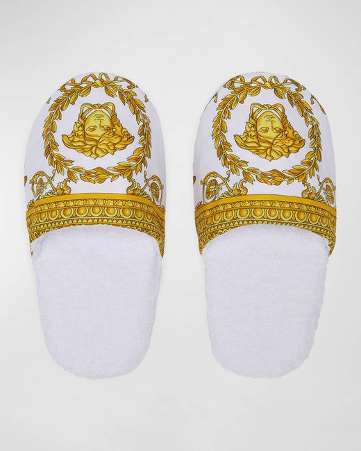 Versace Yellow Barocco-Print Mule Slippers for men