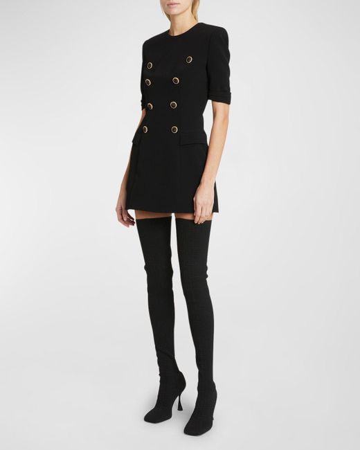 Balmain Black Tailored Mini Dress With Button Details
