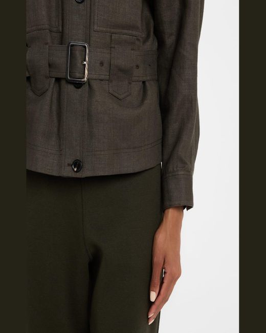 Loro Piana Green Jaylon Structured Linen Wool Field Jacket