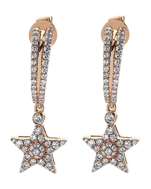 BeeGoddess Metallic Sirius Star 14k Diamond Drop Earrings