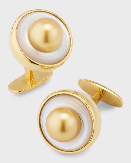 Pearls By Shari Metallic 8mm Golden South Sea Pearl Cufflinks