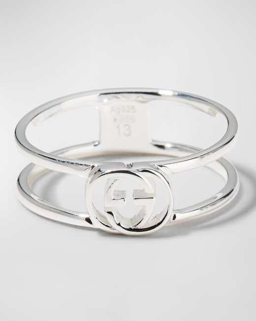 Gucci Gray Interlocking G 6mm Ring