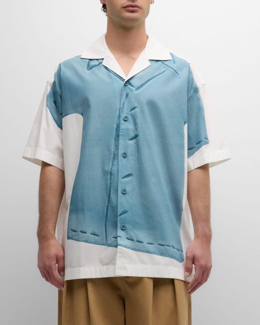 J.W. Anderson Blue Clay Trompe L'Oeil Camp Shirt for men