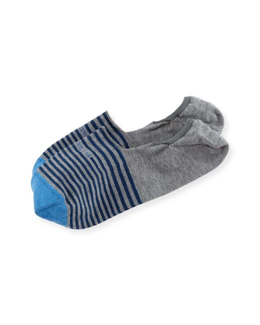 Marcoliani Blue Invisible Touch Striped No-show Socks for men