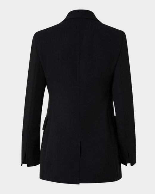 Akris Blue Lucia Wool Double-Breasted Jacket