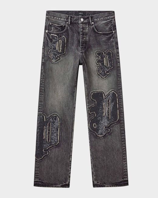 Purple Gray Monceau Sequin Logo Jeans for men